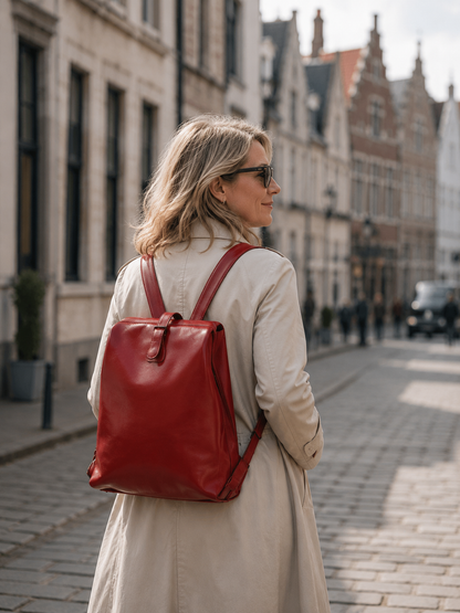 ROde lederen rugzak - Medium & Large | RR